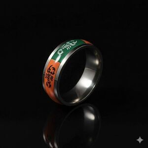 Stainless Steel Scorpion Statement Ring Green Orange Enamel Band - Men's Size 10